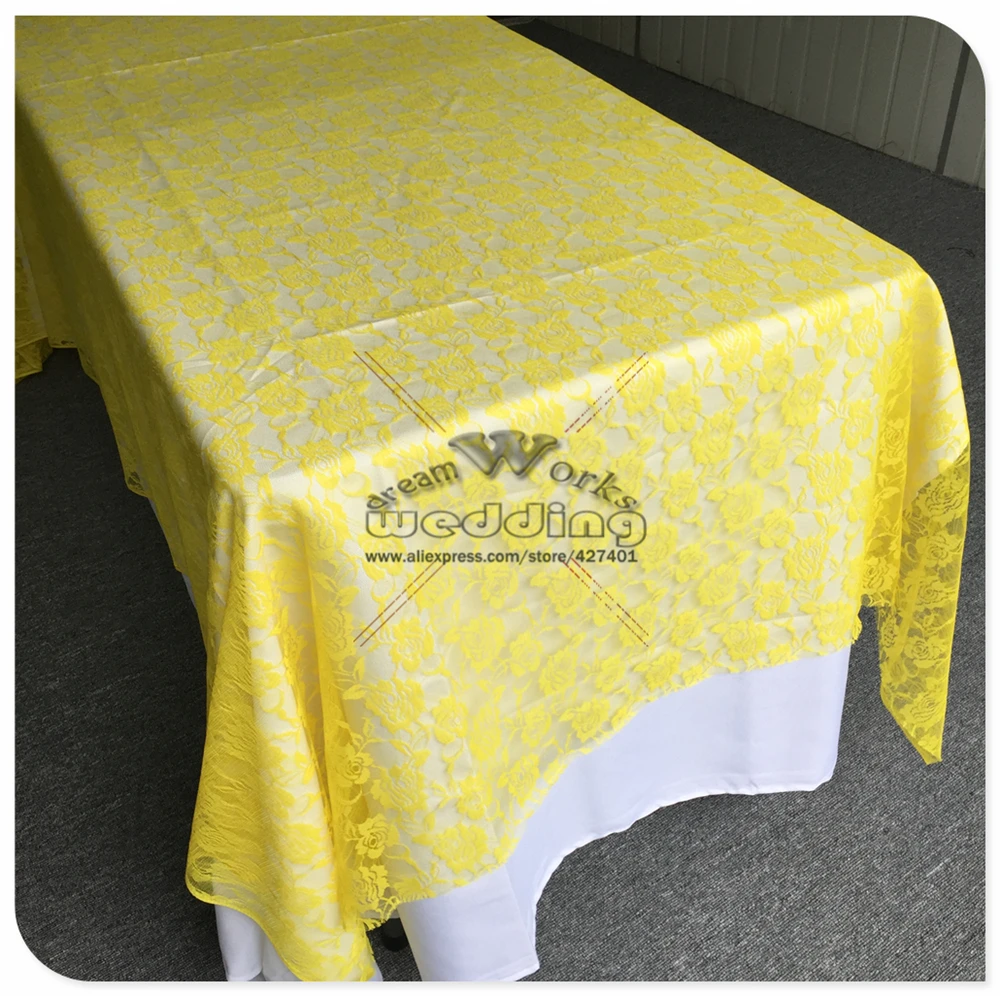 Factory Direct Sales Yellow Color Lace Table Cloth Rectangular