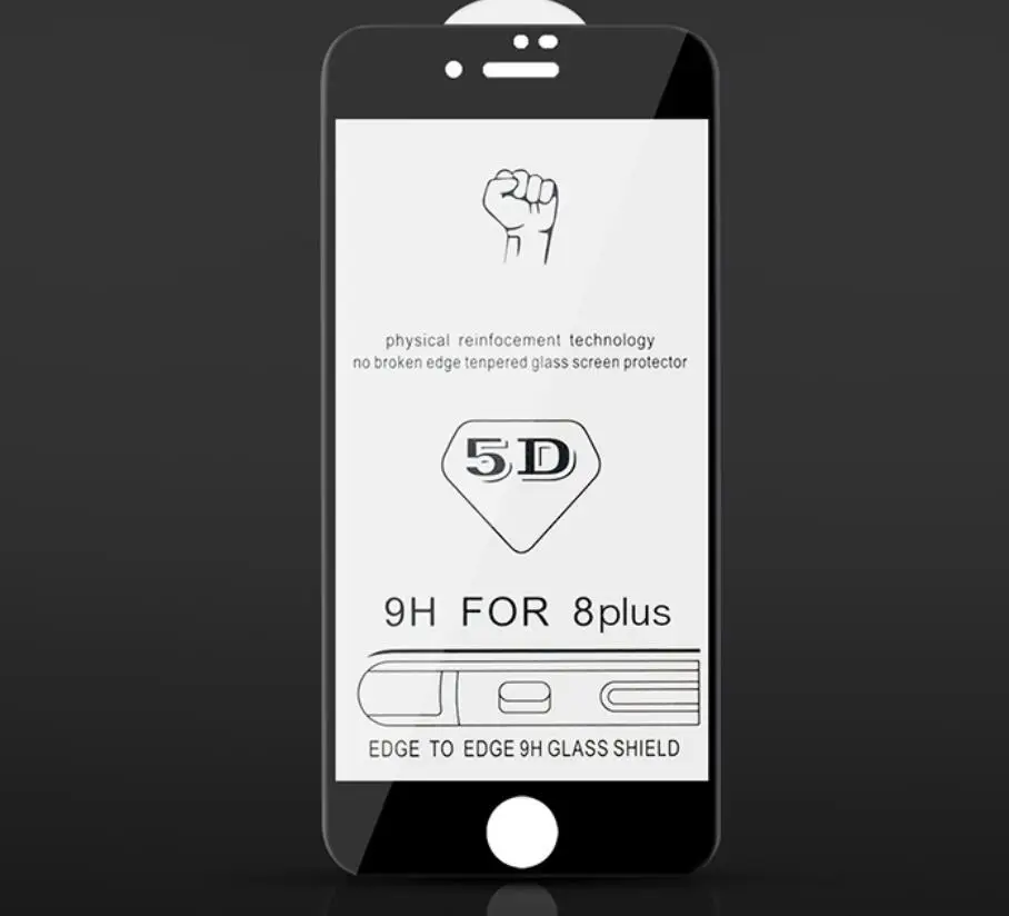 

5D COLD CARVING Full Cover Tempered Glass protector for iPhone X 8 7 6 6S Plus Premium Screen Glass Protective camdems 1000Pcs