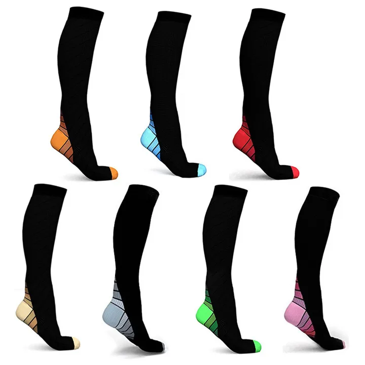 4 Compression Socks For Men & Women (20-30 mmhg) Best Stockings Running Fit Breathable Long Socks For Male Travel Boost Stamina