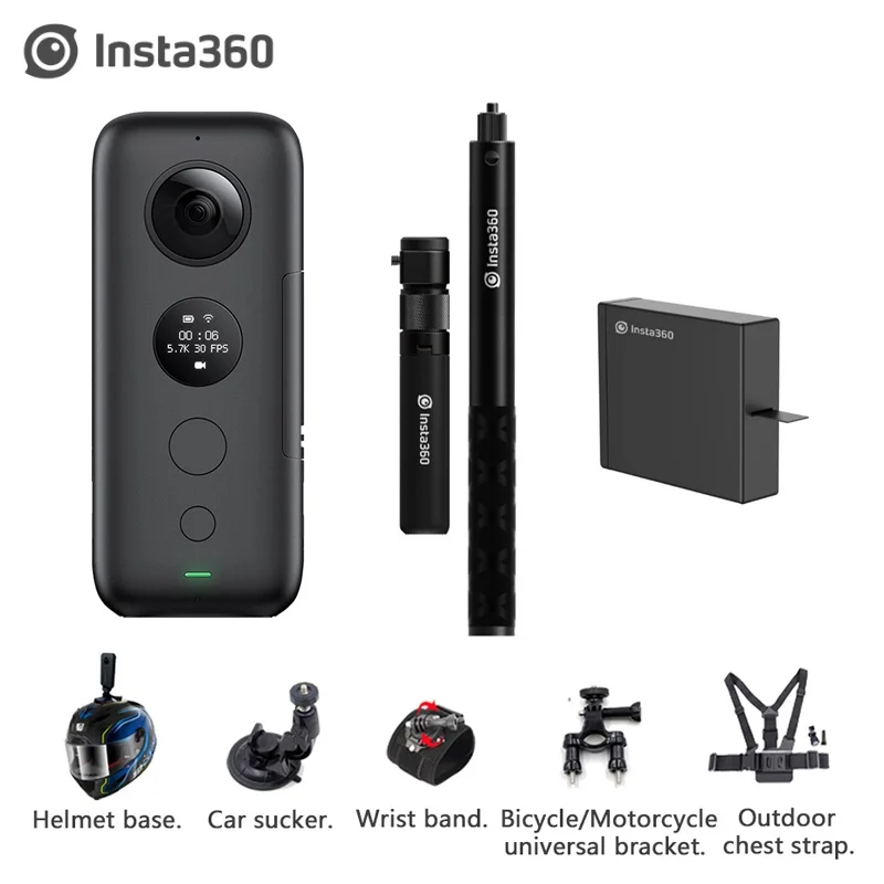 Insta360 ONE X 5,7 K VR 360 экшн-камера для iPhone и Android Insta 360 зарядное устройство для батареи время пули невидимая селфи-палка - Цвет: Bundle 6