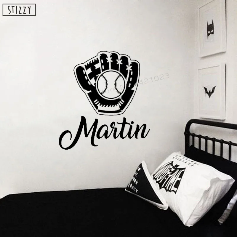 Us 6 53 29 Off Stizzy Wall Decal Kids Personalized Name Baseball Wall Stickers For Boy Bedroom Custom Design Sport Wallpaper Home Decor Diyb467 In
