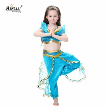 

Ainclu Christmas Party children's dress Aladdin's lamp cosplay Costume jasmine princess girl dress role costume two-piece