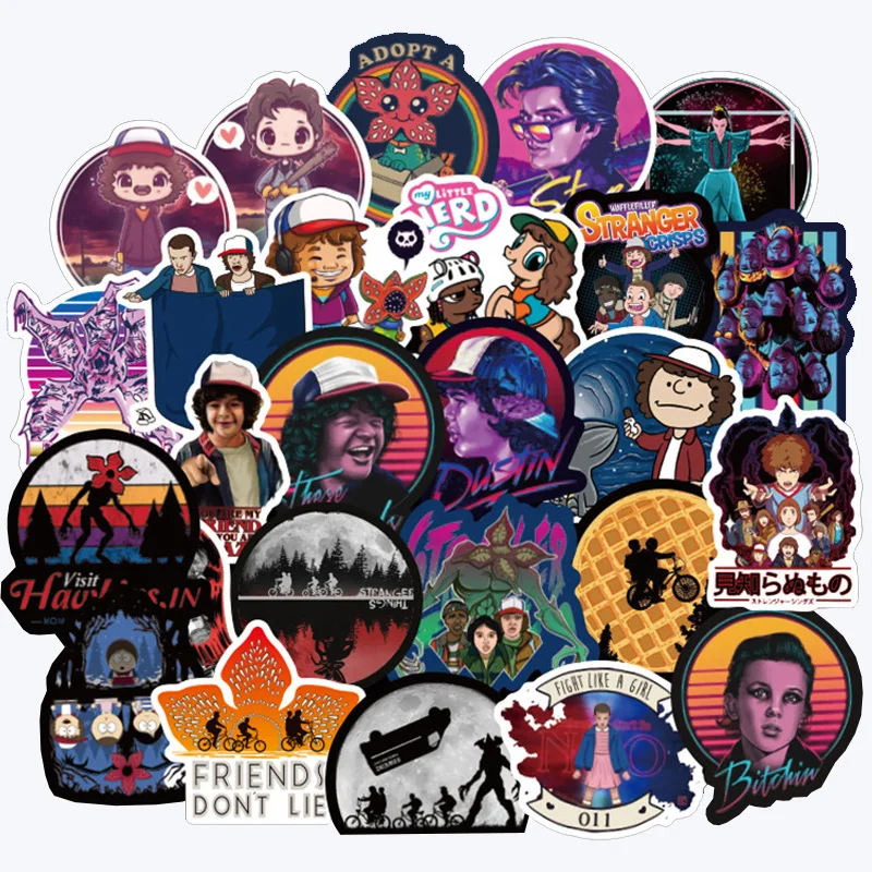 

50 Stranger Things Stickers Pack . Anime Pegatina For Children On The Laptop Fridge Phone Skateboard Suitcase Funny Cool Sticker