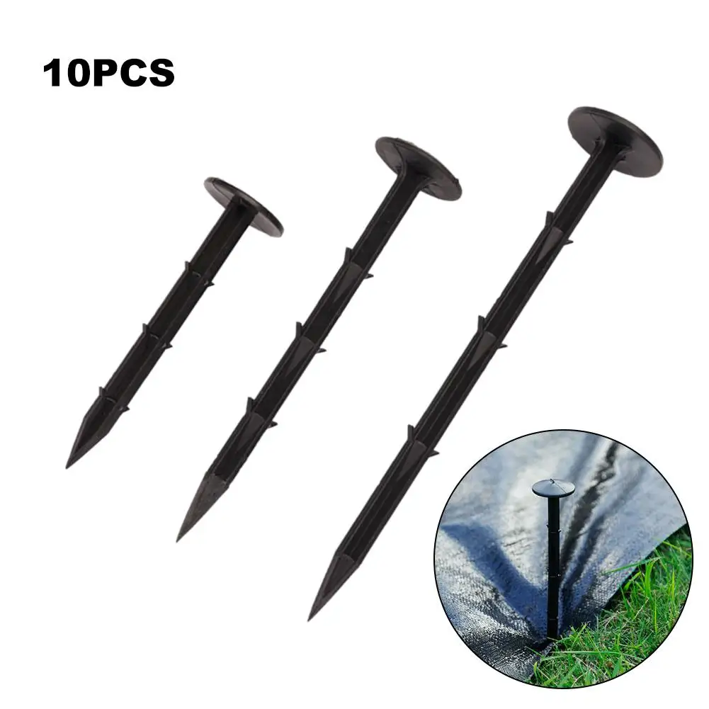 10PCS Black Ground Nail Stake for Plastic Tarp Tent Garden Lawn Netting#BO