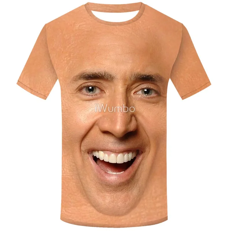 DMY910 Мужская футболка с 3D принтом «Nicholas Cage» Новая летняя мужская забавная модная футболка Повседневная Свободная футболка с короткими рукавами и круглым вырезом - Цвет: DMY910