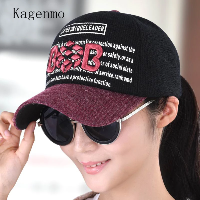 

Kagenmo Snapback Female Autumn And Winter Baseball Cap Embroidery Women's Caps Knitted Hat Casual Hat Autumn Sunhat