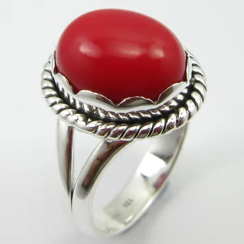 

Simulated Coral Ring Size 6.5 Traditional Fashion Jewelry Unique Designed