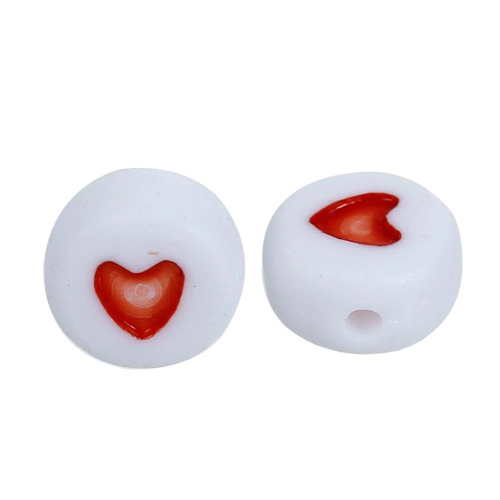 DoreenBeads 2016 Горячие Продажа Ювелирные Изделия бисер 50 Шт. Белый и Красный Любовь