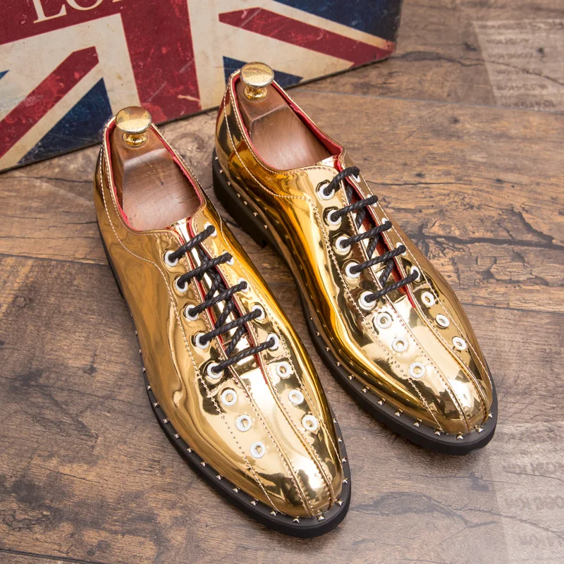 gold wedding men patent leather shoes italian pointed silver designer dress male footwear fashion brogue oxford shoes for men (21)
