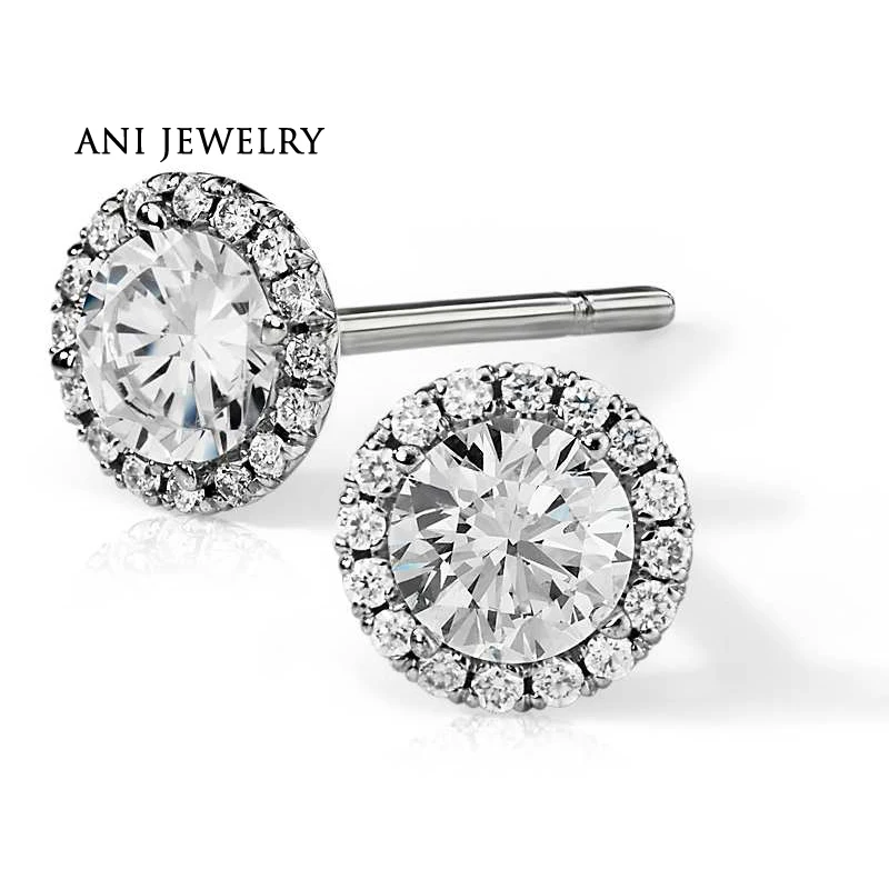 ANI 14K White Gold Women Wedding Stud Earrings 1.06 CT Certified I/S1
