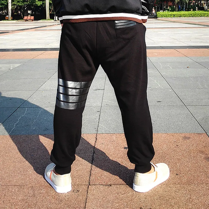 Plus size pants for men black thin spring and autumn male casual elastic trousers beam feet 3