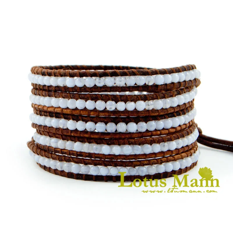 

Pardew lotusmanncl blue chalcedony particle 5 wraps self-shade bracelet brown 925 silver