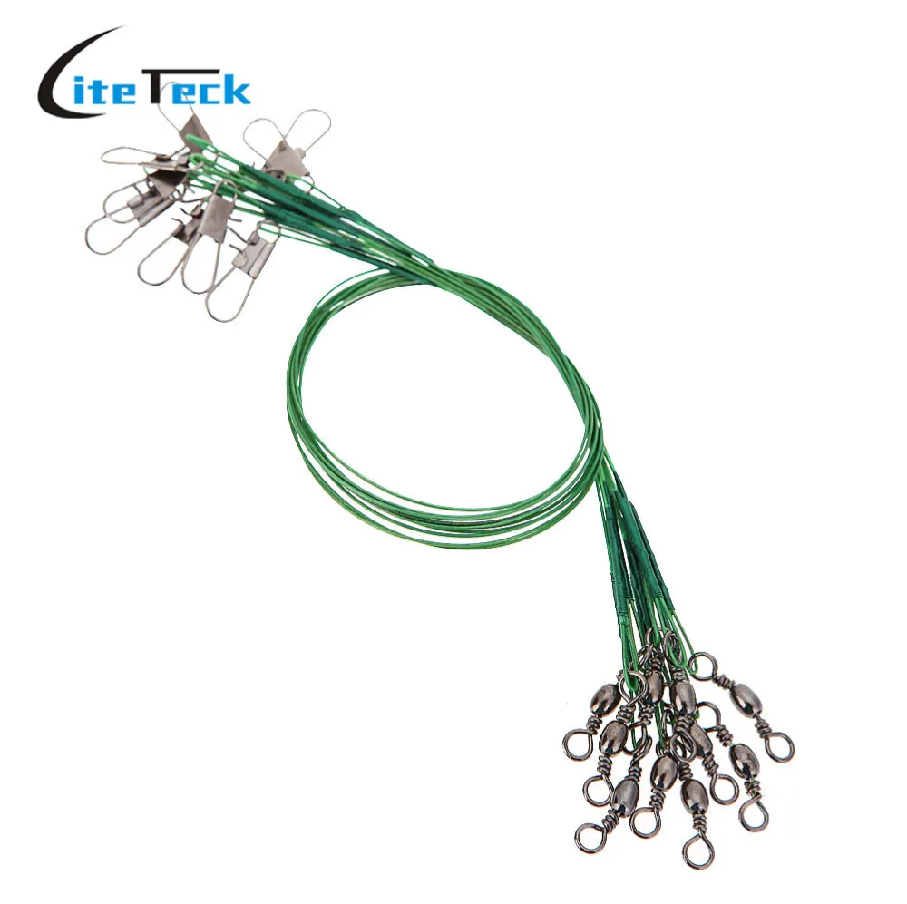 10Pcs/set Fishing Lure Line Fish Wire Trace Leader Swivel Spinner Shark