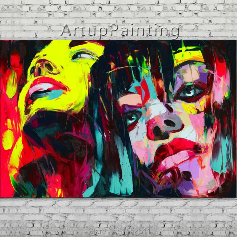 

Palette knife portrait Face Oil painting Character figure canva Hand painted Francoise Nielly wall Art picture 06-10-3f2