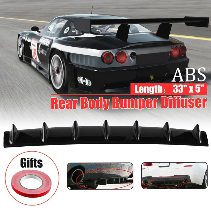 

ABS Car-Styling Plastic Universal Lower Car Splitter Rear Body Bumper Diffuser Shark Fin Kit PU Spoiler Gloss Black