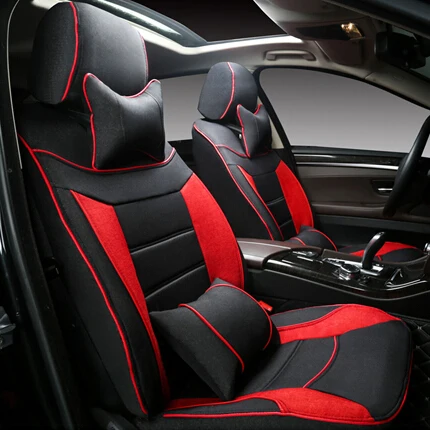 Autodecorun пользовательские сиденья для Peugeot 307sw Чехлы для сидений мотоциклов Set Лен Ткань Авто Подушки сиденье Поддержка крышка Салонные аксессуары - Название цвета: Black X Red