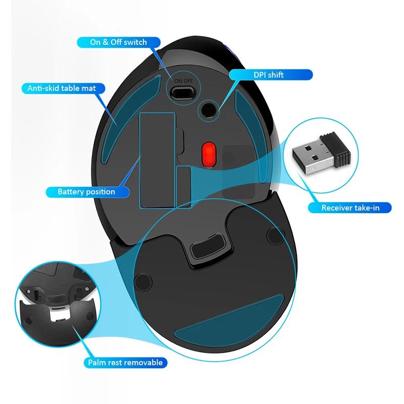 2 шт./компл. M618 плюс Проводная игровая мышь USB+ подставка Вертикальная Перезаряжаемые Эргономика 6 кнопок оптическая RGB беспроводная мышь для ПК, ноутбука