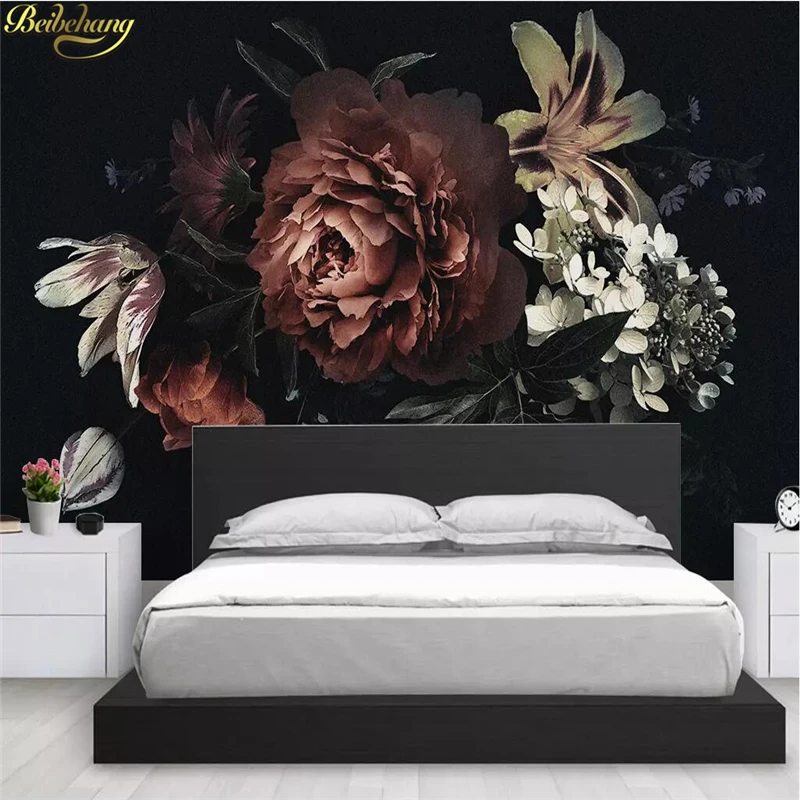 beibehang Custom photo wallpaper for walls Modern minimalistic black peony lily flowers mural wallpaper bedroom 3D wall paper beibehang Custom photo wallpaper for walls Modern minimalistic black peony lily flowers mural wallpaper bedroom 3D wall paper