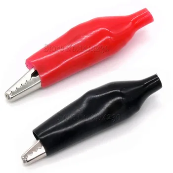 

10PCS Metal Alligator Clip crocodile electrical Clamp FOR Testing Probe Meter 45MM Black Red Plastic Boot
