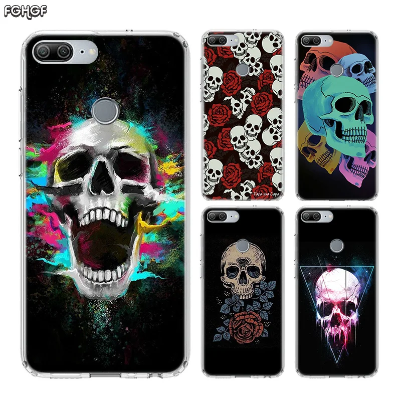 Neon Skull Soft TPU Print Hull Case For Huawei Honor 8X MAX 8 9 10 lite 7 7X 6X V9 Play V20 Frosted Fundas Cover |