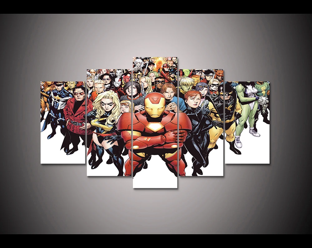 Marvel poster 5 panel HD printed canvas print painting Marvel