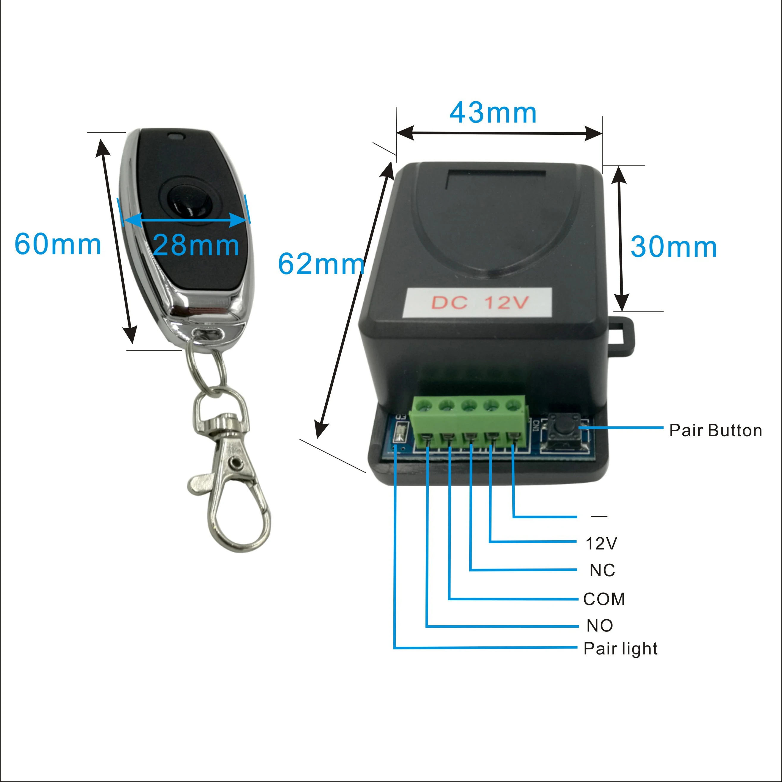 DC12V 433 MHz металлический беспроводной пульт дистанционного управления для