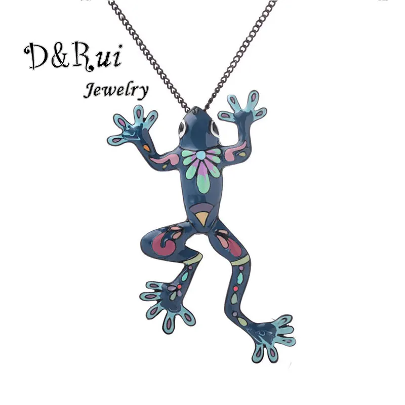 

Colorful Enamel Frog Pendant Statement Necklace Long Black Zinc Alloy Chain Necklace Jewelry Accessories 2019 Best-selling Gifts