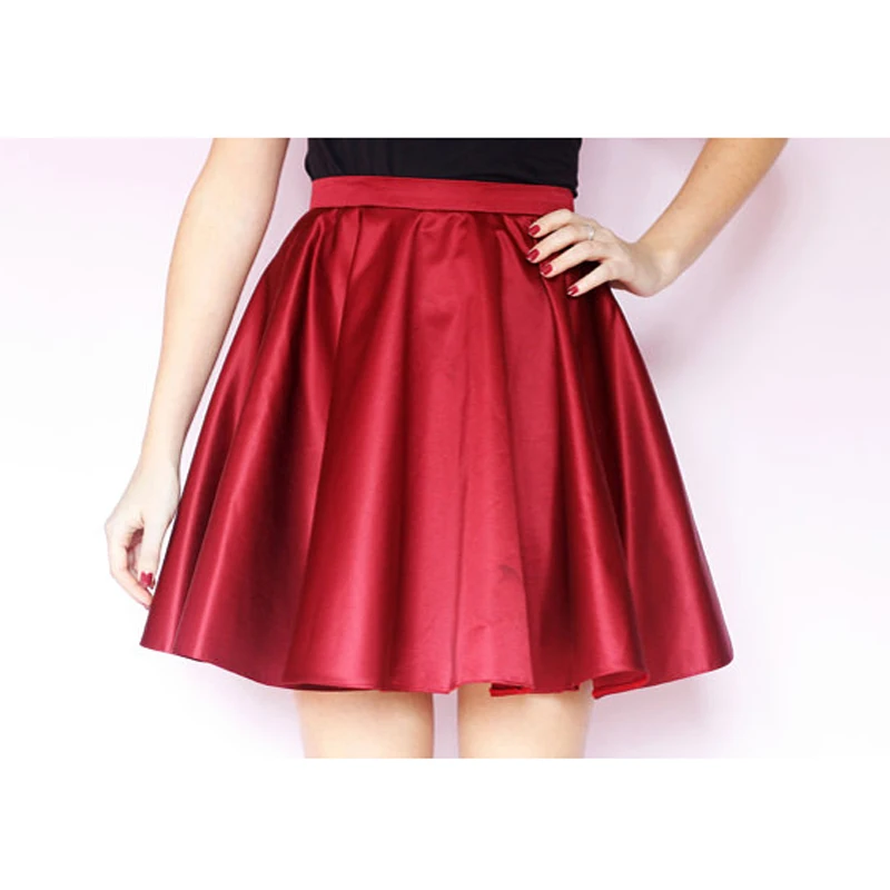 High waisted skirt, marsala short circle skirt, red skater skirt, red mini skirt, red short skirt, red circle skirt, red bridesmaid skirt
