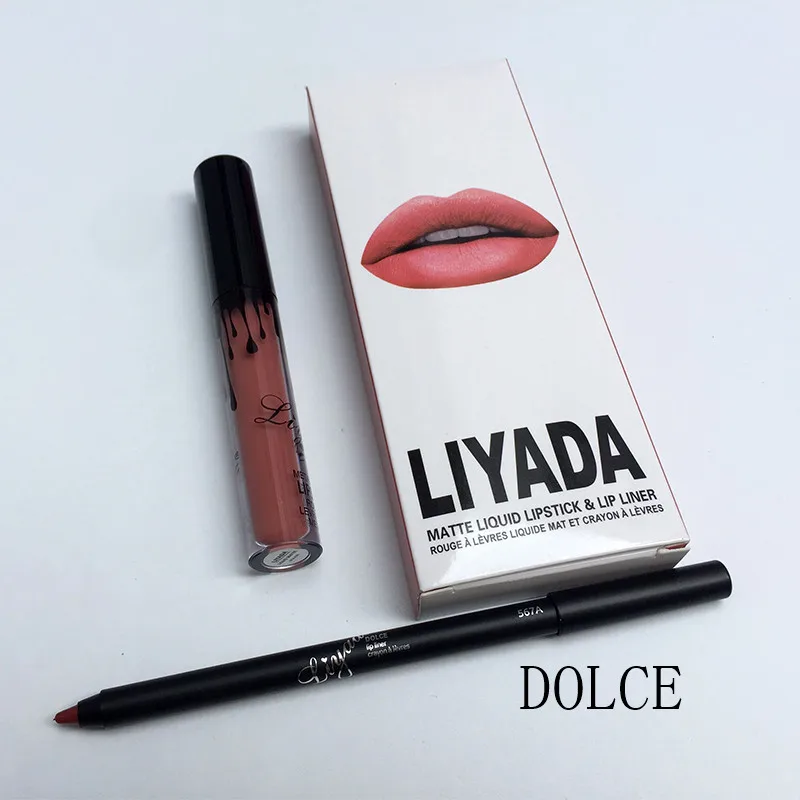 Лидер продаж года liyada Марка жидкая матовая помада комплект Lips Pencil Губы Макияж Lasting Водонепроницаемый Коврики ручка блеск для губ Косметика