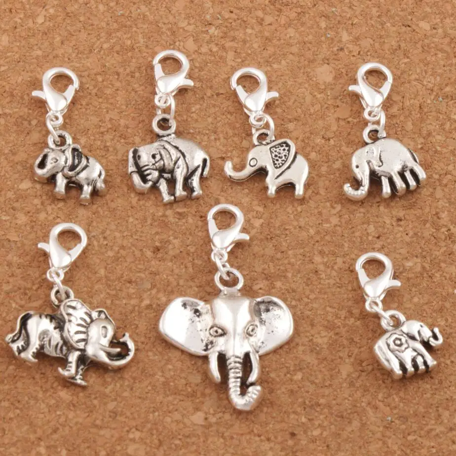 

Mix Elephant Clasp European Lobster Trigger Clip On Charm Beads 21PCS Antique silver Findings CM53