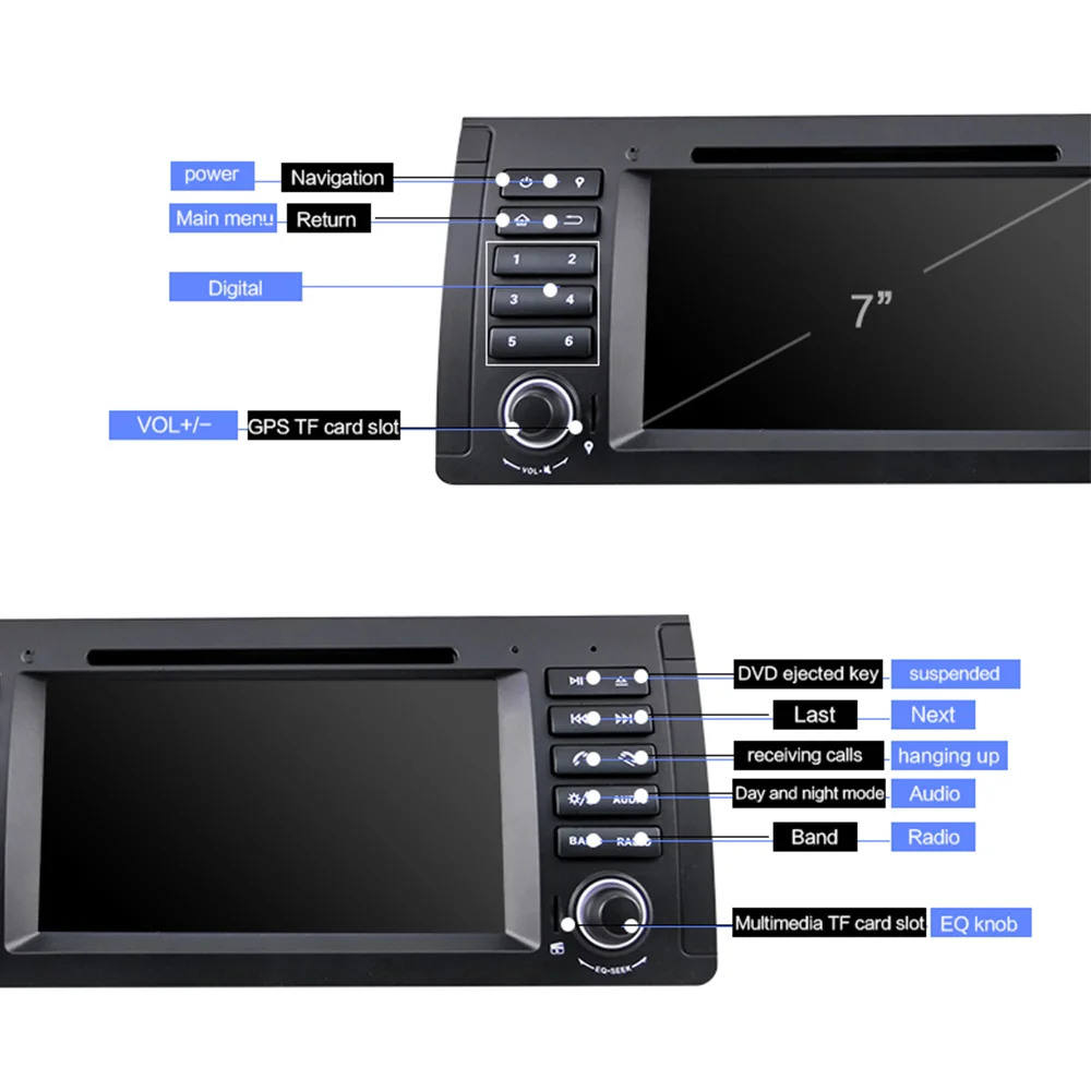 Sale Eunavi AutoRadio 1 Din Android 9.0 Car DVD Player For BMW E39 E53 X5 M5 GPS Navigation BT Wifi car stereo Quad Core A53 3