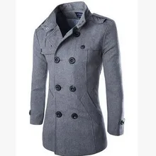 Импортные товары, популярные модели, Британский темперамент, мужское шерстяное пальто, двубортное пальто, модное мужское пальто