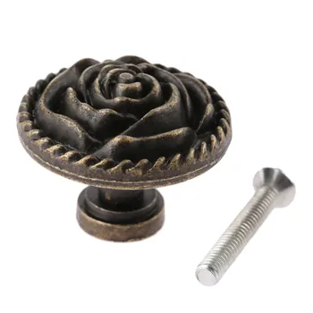 1Pc Antique Metal Round Drawer Knob Vintage Bronze Handle Cabinet Drawer Door Cupboard Pull Knob for Kitchen Bathroom Home