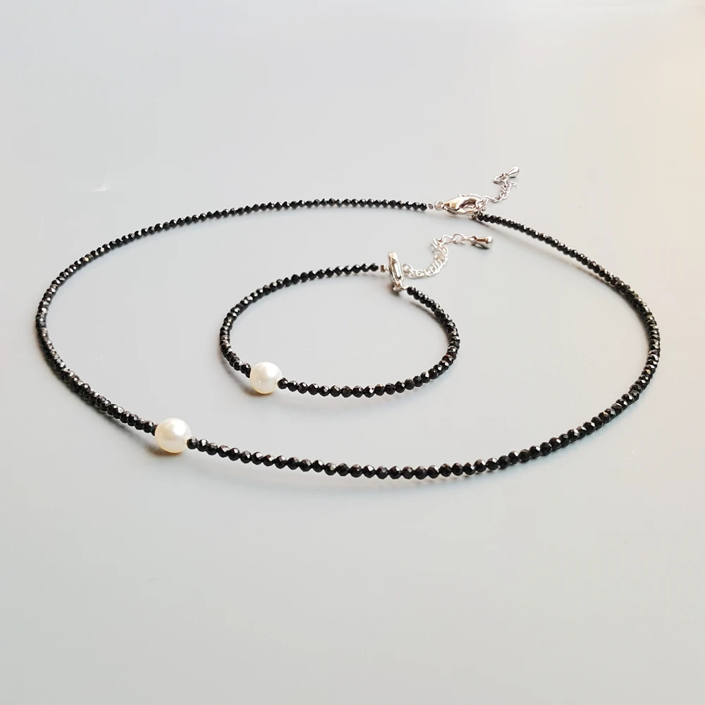 Ювелирные изделия лилии настоящий черный Шпинель пресноводный жемчуг чокер с бусинами ожерелье Популярные ювелирные изделия для женщин хороший подарок 38+ 6 см дропшиппинг