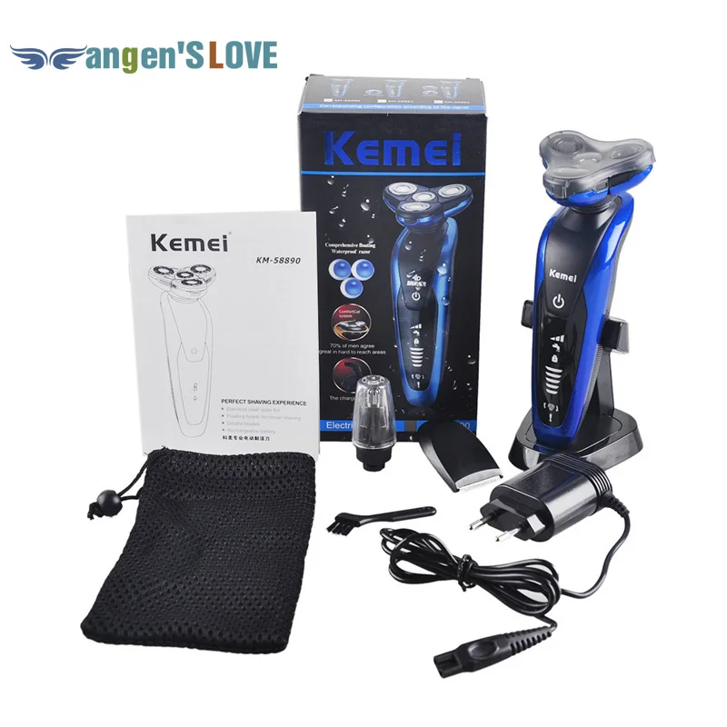 

Kemei 3 in 1 Washable Rechargeable Electric Shaver 3D Floating Triple Blade Electric Shaving Razors Men Face Care