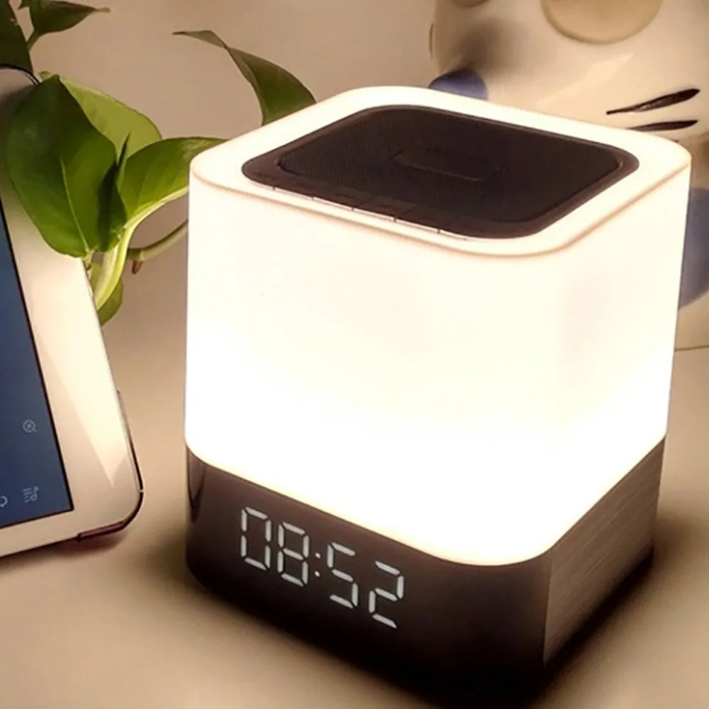 

New Furniture Wooden Multimedia Mini Alarm Clock Small Sound Subwoofer Bluetooth Speakers Plug-in Radio