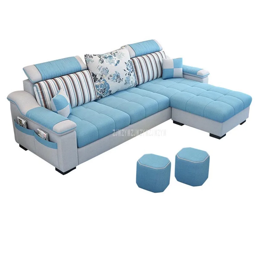 cheap NEW 3 Seat Linen Living Room Sofa Set Home Furniture Modern Design Frame Soft Sponge L Shape Home Furniture