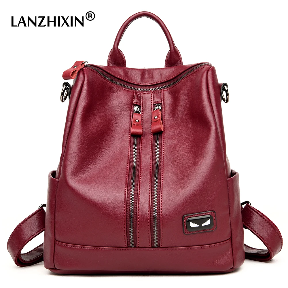 Lanzhixin 2017 Famous Brand Soft Washed Leather Backpacks School Casual Daily Backpack Women Backpacks For Teenager Girls 6020 Lanzhixin 2017 Famous Brand Soft Washed Leather Backpacks School Casual Daily Backpack Women Backpacks For Teenager Girls 6020