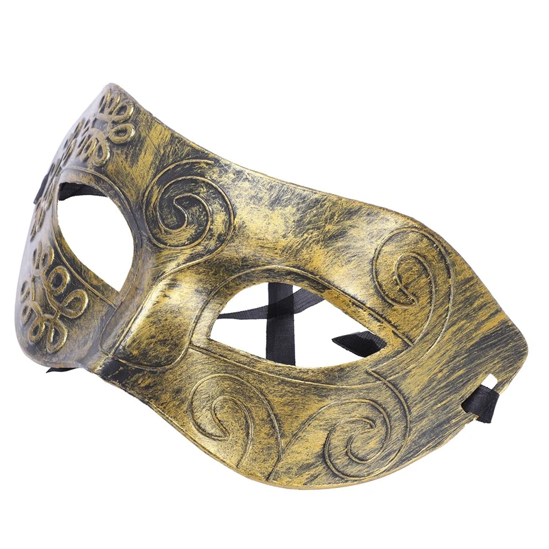 1pcs Men's Masquerade Mask Ball Masks Stag Party Fancy Dress Venetian Eye Face Roman Gladiator Gold