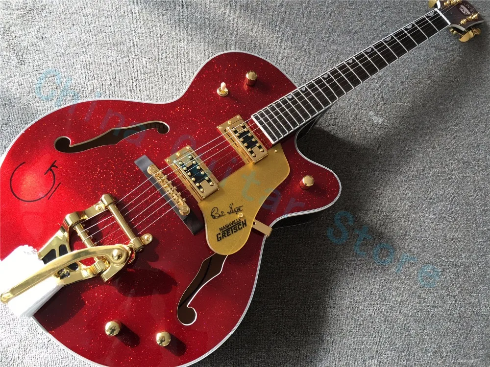 

Good quality Brian Setzer Electric Guitar; Sprking red finish;Gold Hardware;Free Shipping