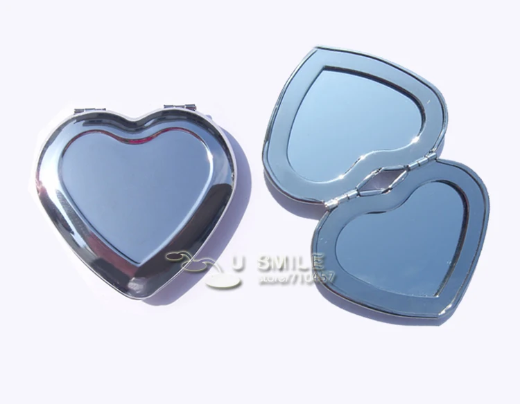 

100XEngraved Heart Shaped Compact Mirrors Blank Silver Makeup Mirror Bridal Wedding Favors Gift FREE Shipping