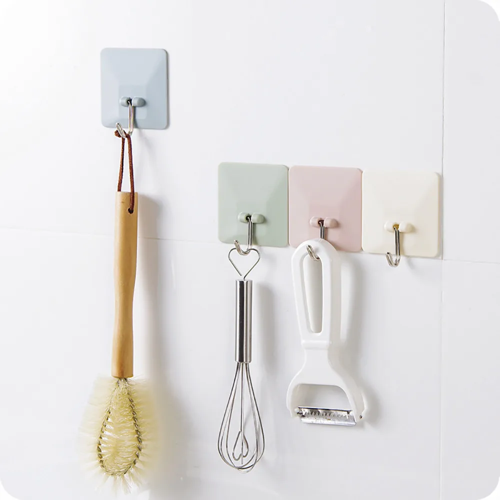 

New Bathroom Kitchen Organizer Hanger Hooks Wall Hanging Door Towel Self Adhesive Home Kitchen Wall Door Holder Hook Decorative