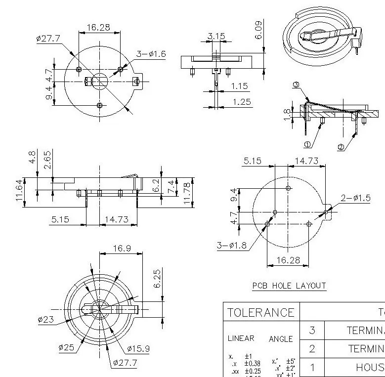 Hikochi BS-2430-1 DIP CR2430 монета гнездо для батареек-таблеток типа dip