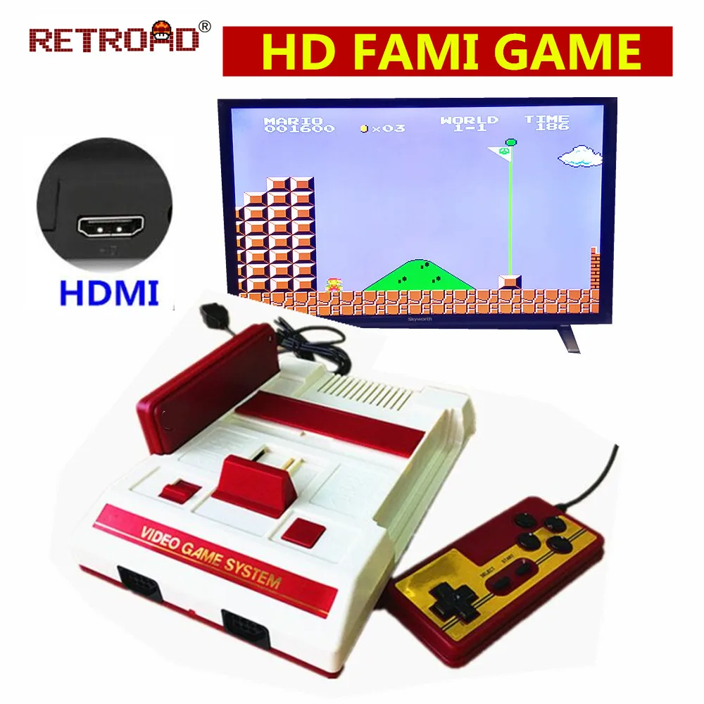 

HD Video Game Console free games High definition HDMI display with 2 controllers(Real Hardware-No Emulation) clear for 4K LCD TV