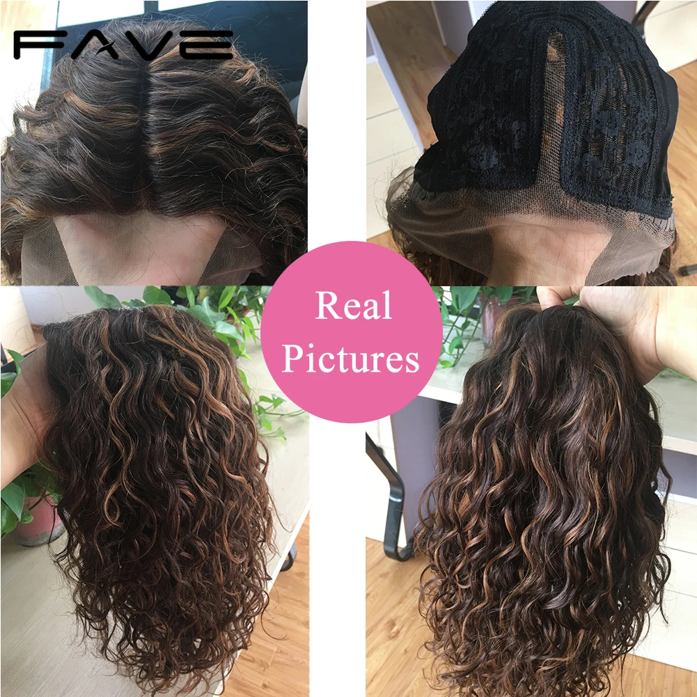 Lace Front Human Hair Wigs Water Wavy Wig Mix Color Brown & Auburn Color Part Lace Brazilian Remy Hair Wig For Black Women