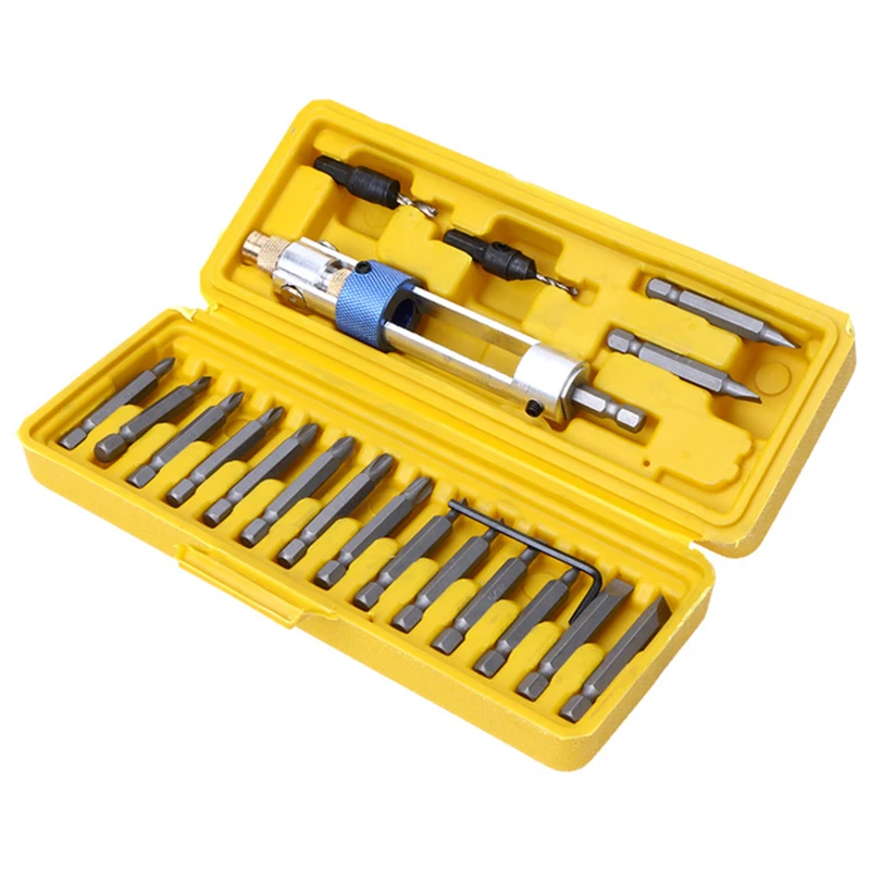 

20Pcs Half Time Drill Driver Multi Screwdriver Sets Updated Version 16 Different Kinds Head With Countersink Bits Allen Wrench