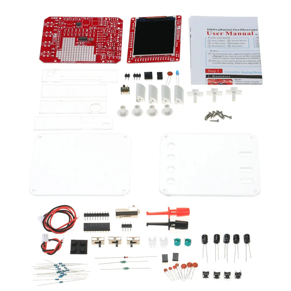 JYE Tech DSO138 Мини цифровой осциллограф DIY Kit SMD части предварительно припаянный электронный Обучающий набор 1MSa/s Прозрачный чехол