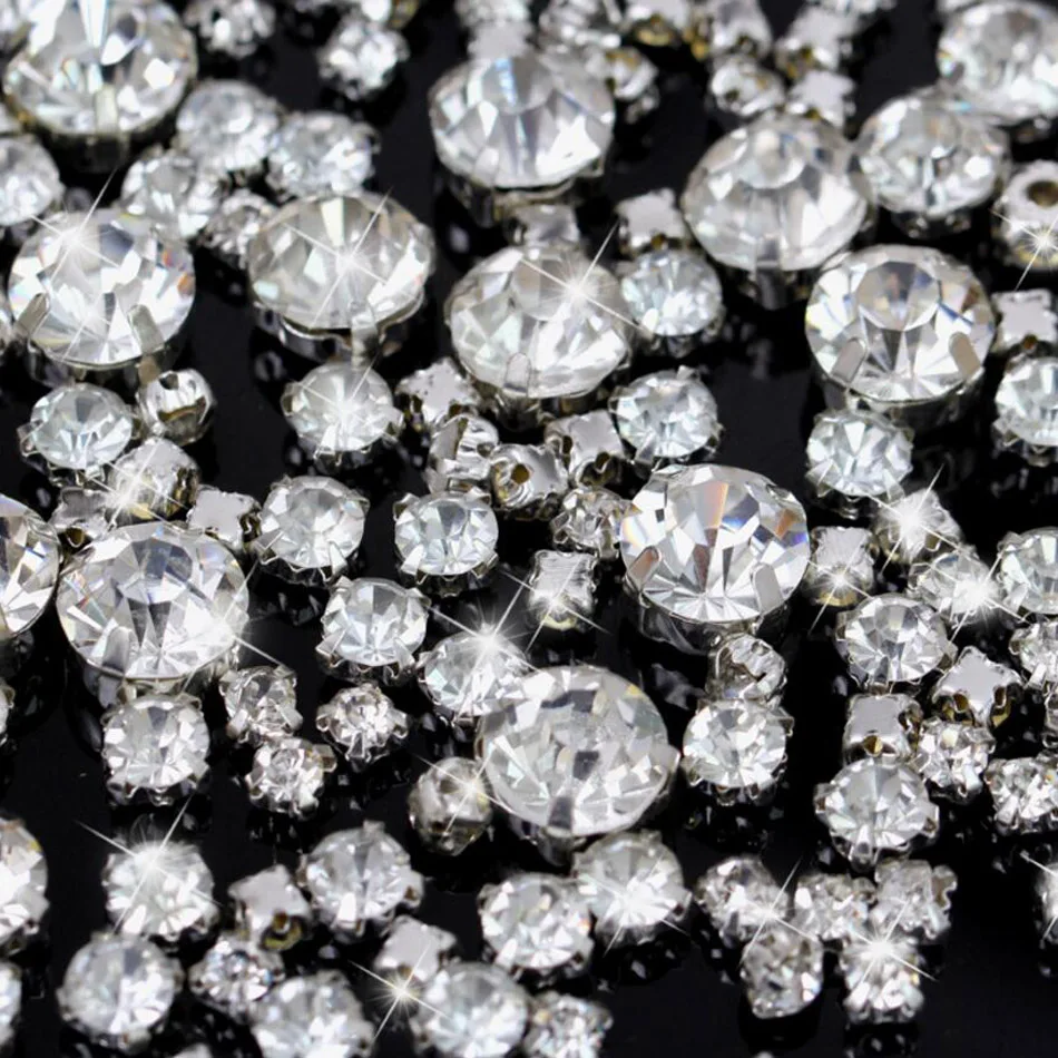 

3/4/5/6/7/8/10mm Multi-pack Glass Anti scratch claw rhinestone Sew-on Rhinestones for Garment accessory