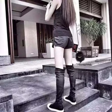 Koovan/женские Сапоги выше колена пикантные сапоги из натуральной кожи в стиле суперзвезды; Новинка года; сезон зима-осень; сапоги для девочек тонкая эластичная кожа