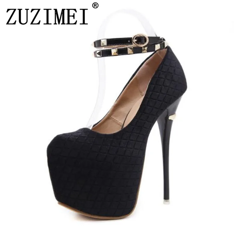 

women's pumps ankle strap heels 16CM sexy High Heels shoes Pumps women heels 2018 Party Shoes for Women Platform Pumps